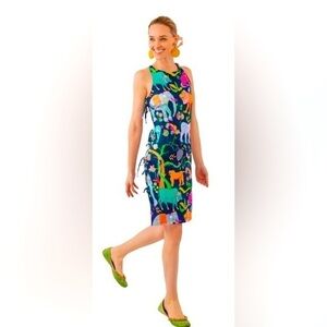 Gretchen Scott Designs Animal Kingdom Dress - Shrimp (XS) blue green , poly
